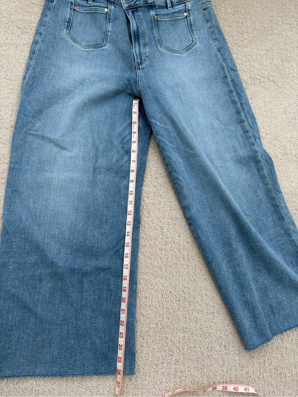 PAIGE Anessa Medium Wash Wide-Leg Crop Jeans SZ 34 waist - Picture 7 of 8